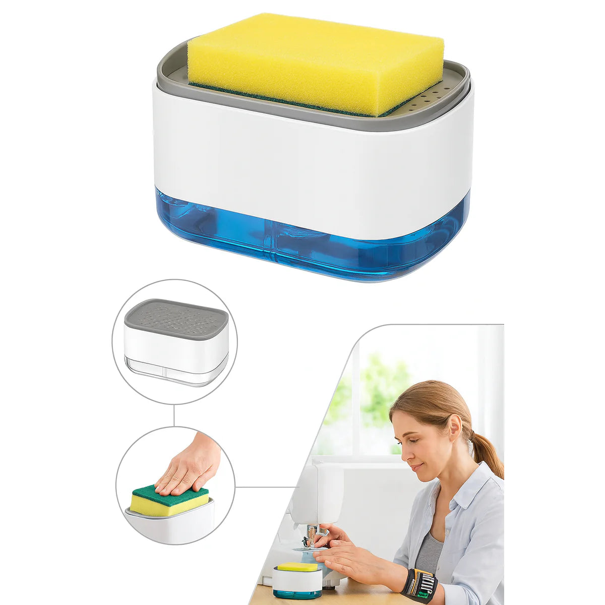 Dispensador de Jabón con Soporte para Esponja